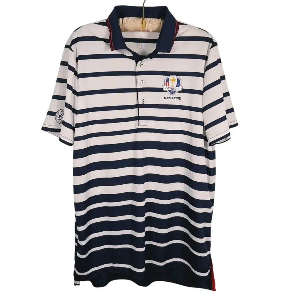 Ralph Lauren Mens Golf Polo Shirt Ryder Cup 2016 Hazeltine Size Large PGA Stripe
